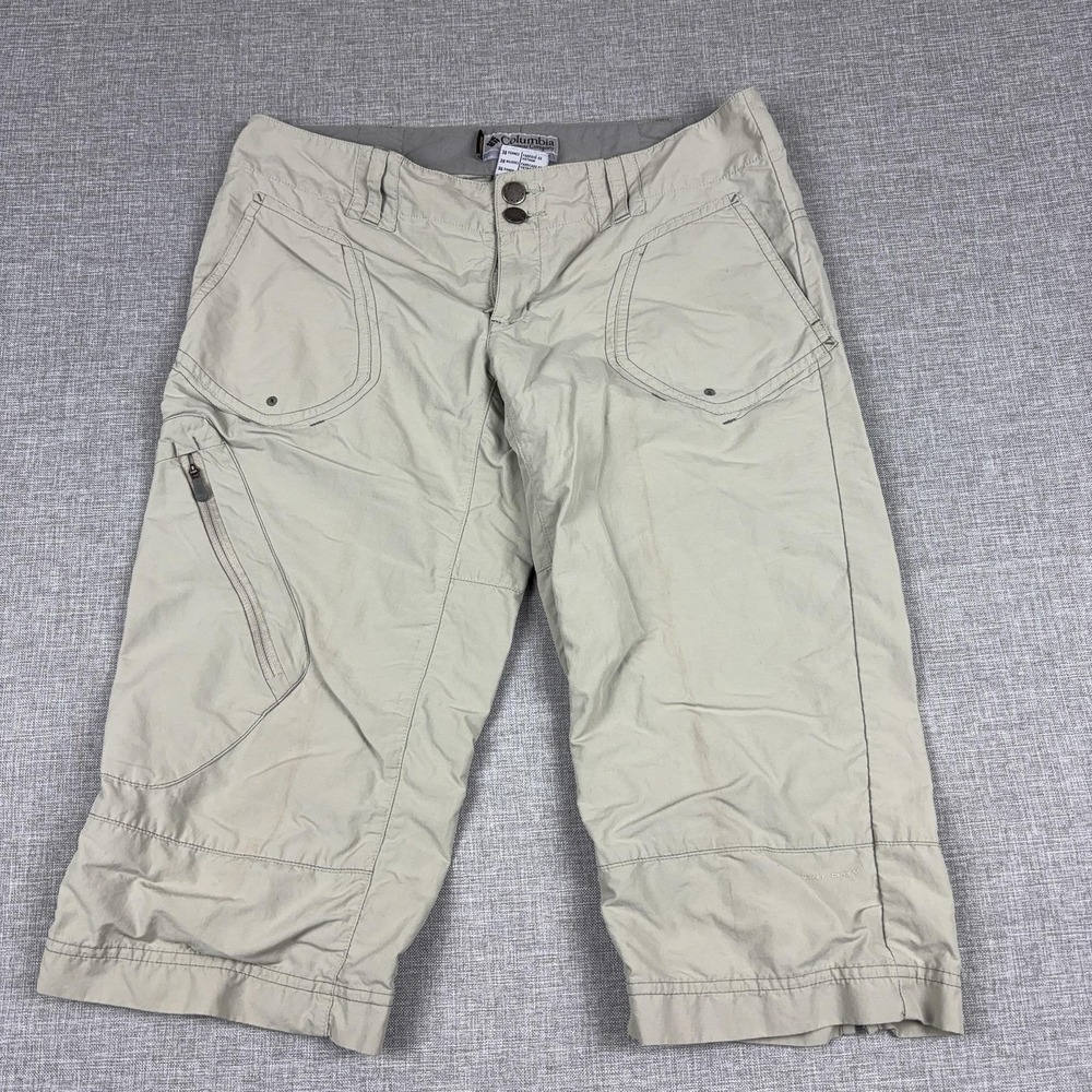 Columbia Titanium Capri Pants Womens 6 Beige Omni-Dry Zip Pockets Hiking